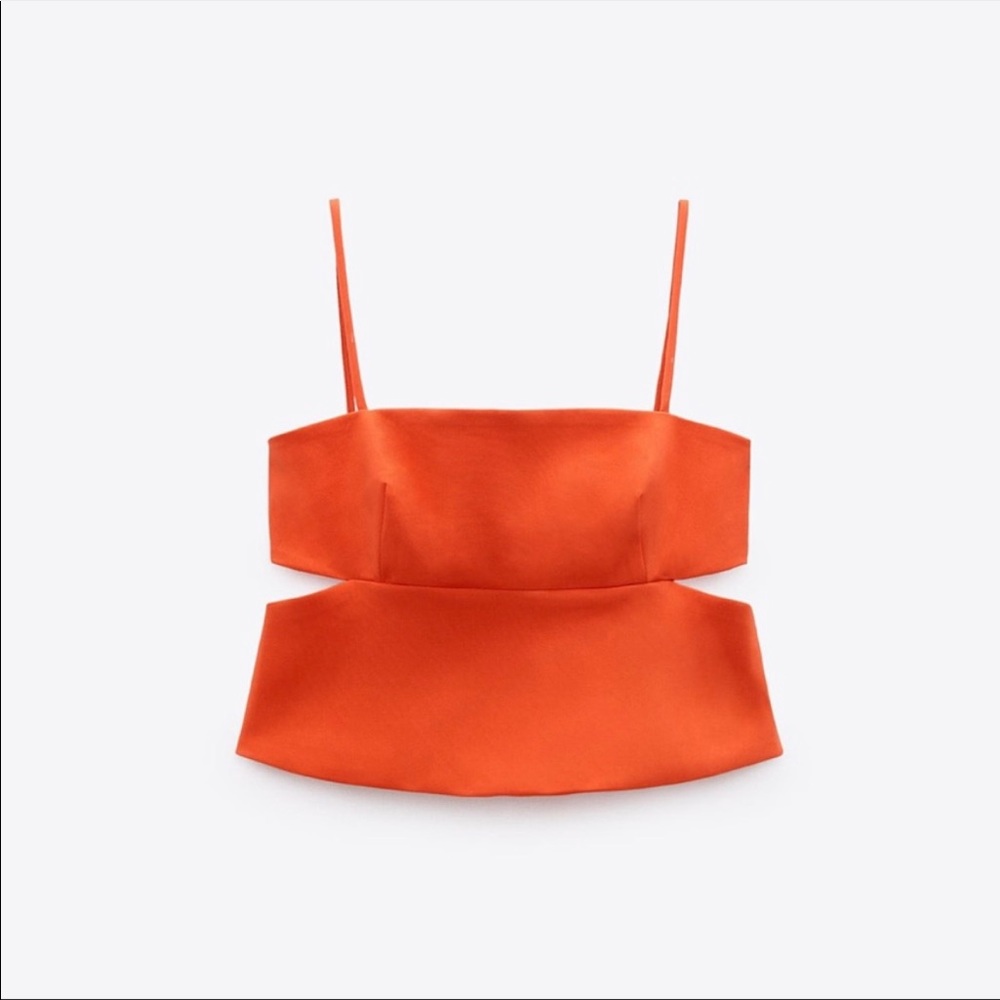 Zara coral/red cut ou crop top size small